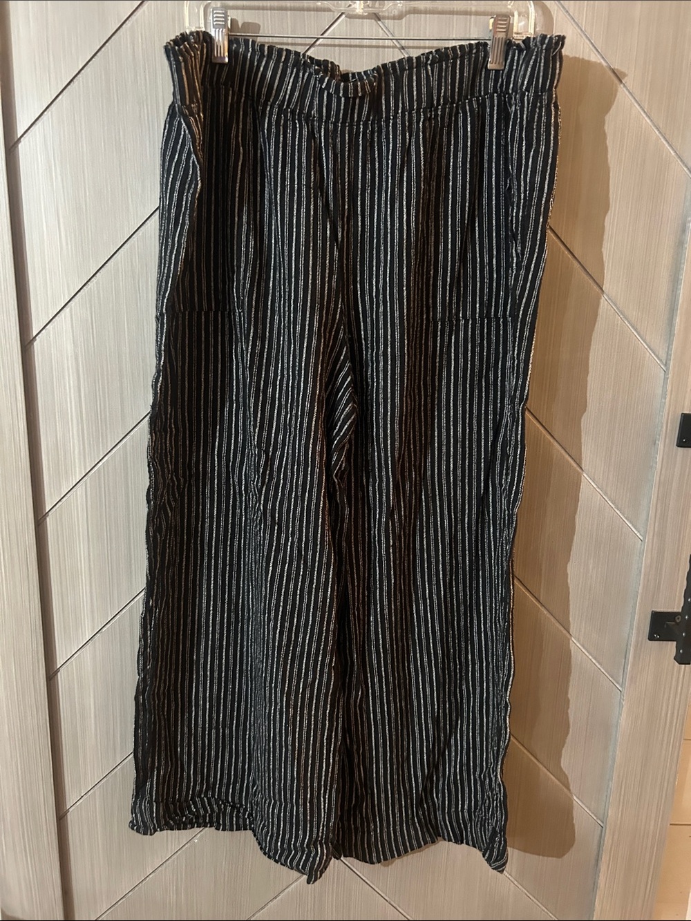 Time and Tru Black and White Striped Wide Leg Pants